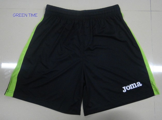 Men's football wear shorts, solid body with embroidery at left opening, contrasted piping at side